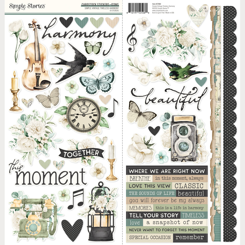 ***Pre-Order*** Simple Stories - Simple Vintage Timeless Harmony - Cardstock Stickers Icons