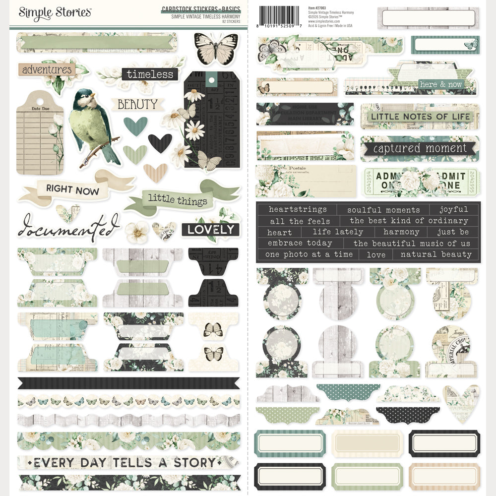 ***Pre-Order*** Simple Stories - Simple Vintage Timeless Harmony - Cardstock Stickers Basics