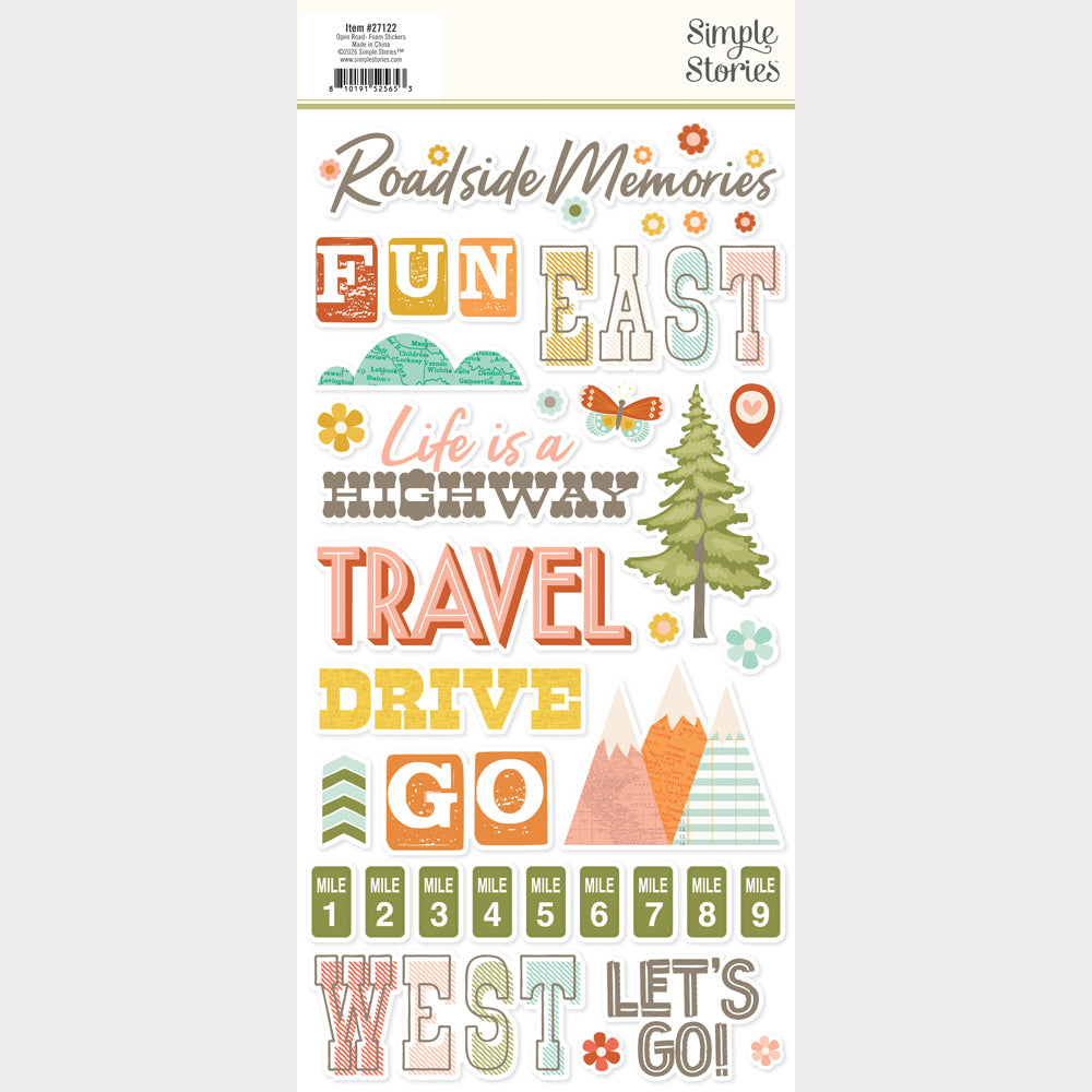 ***Pre-Order*** Simple Stories - Open Road - Foam Stickers