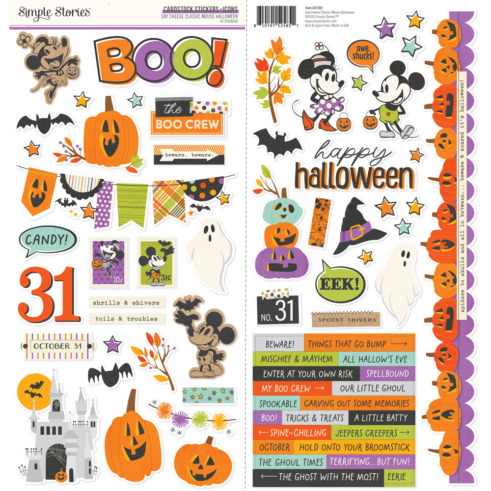 ***Pre-Order*** Simple Stories - Say Cheese Mouse Halloween - Cardstock Stickers Icons