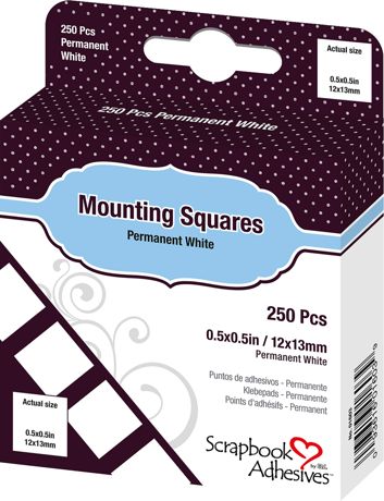 Scrapbook Adhesives - Adhesives Mounting Squares - Permanent Clear .5"X.5" - 250/Pkg