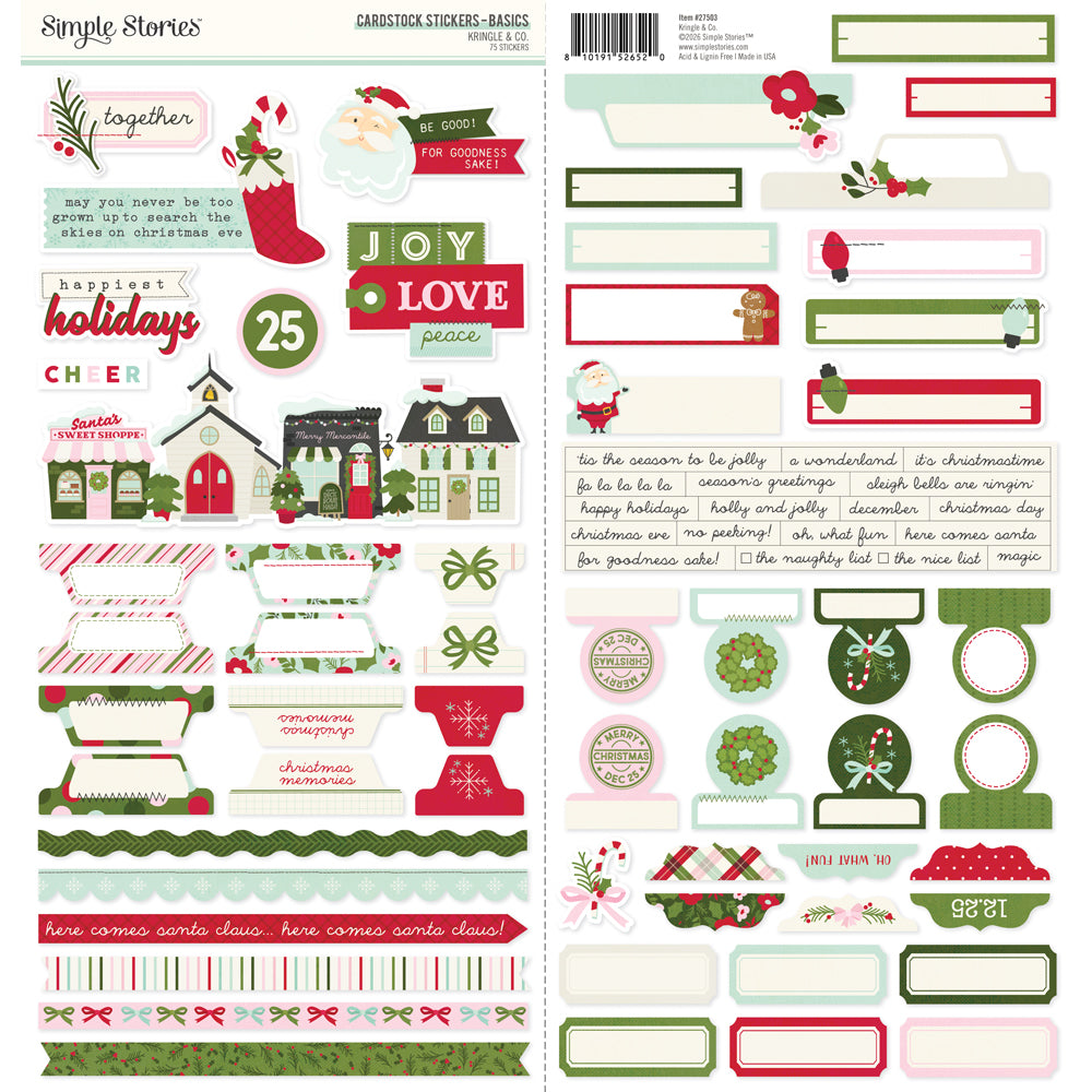 ***Pre-Order*** Simple Stories - Kringle and Co. - Cardstock Stickers Basics