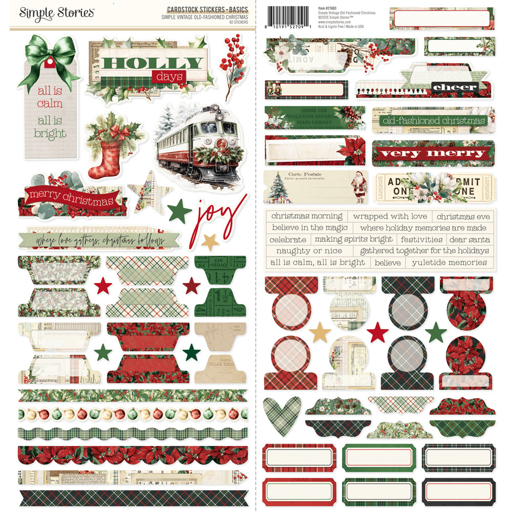 ***Pre-Order*** Simple Stories - Simple Vintage Old-Fashioned Christmas - Cardstock Stickers Basics
