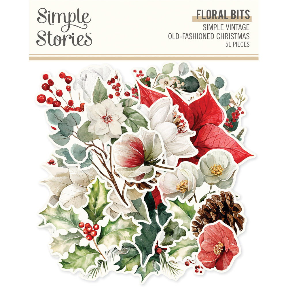 ***Pre-Order*** Simple Stories - Simple Vintage Old-Fashioned Christmas - Floral Bits & Pieces