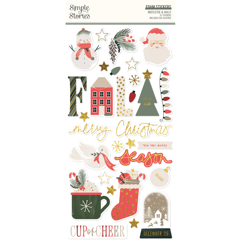 ***Pre-Order*** Simple Stories - Mistletoe and Holly - Foam Stickers