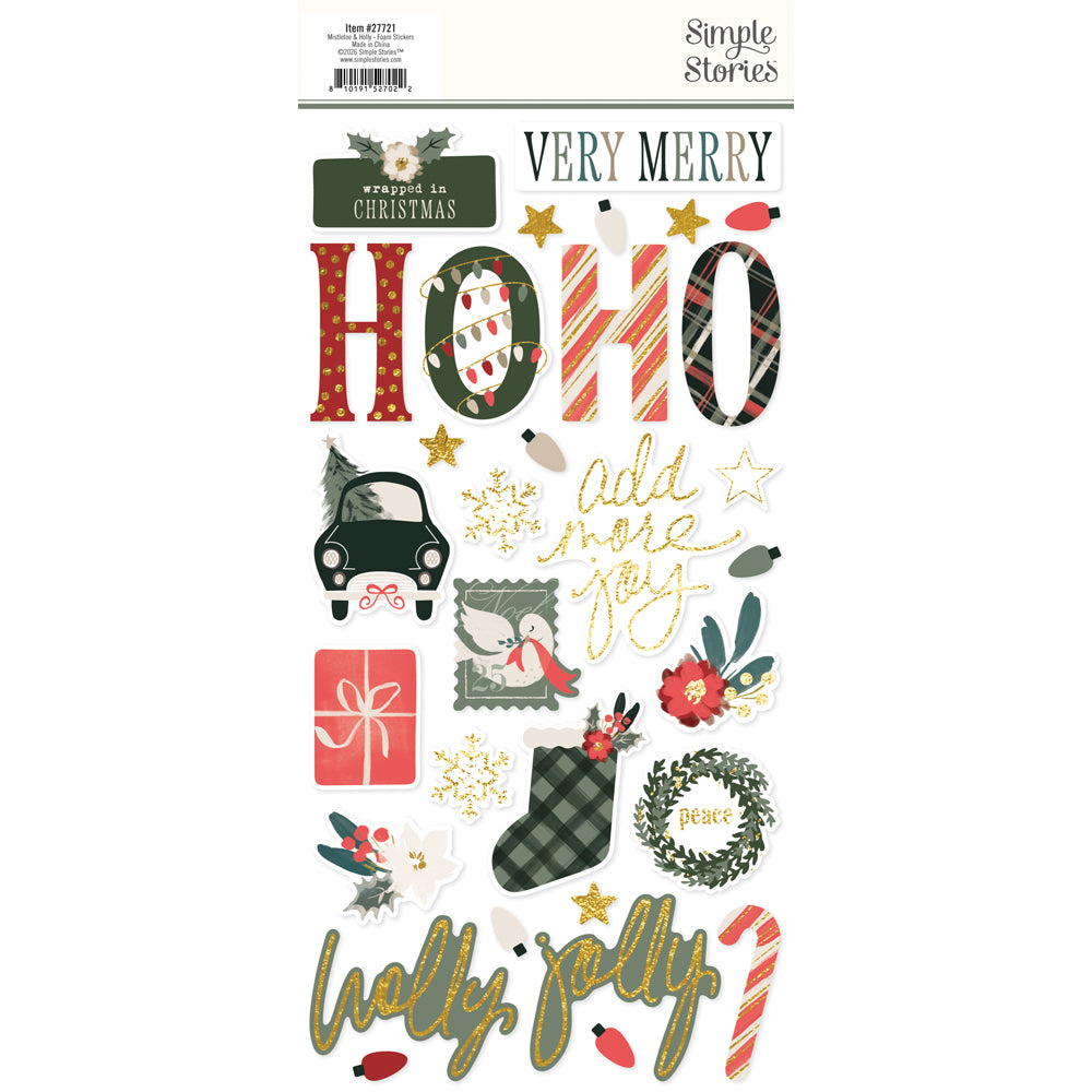 ***Pre-Order*** Simple Stories - Mistletoe and Holly - Foam Stickers