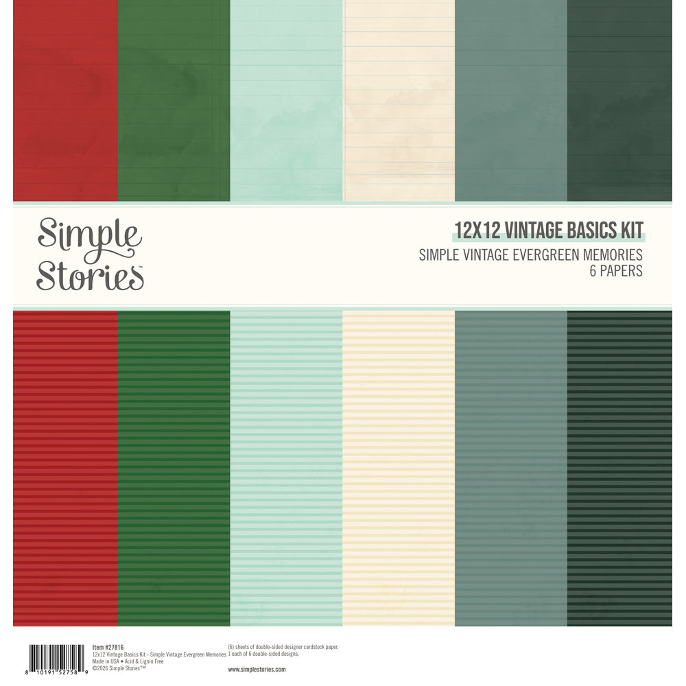 ***Pre-Order*** Simple Stories - Simple Vintage Evergreen Memories - 12x12 Vintage Basics Kit