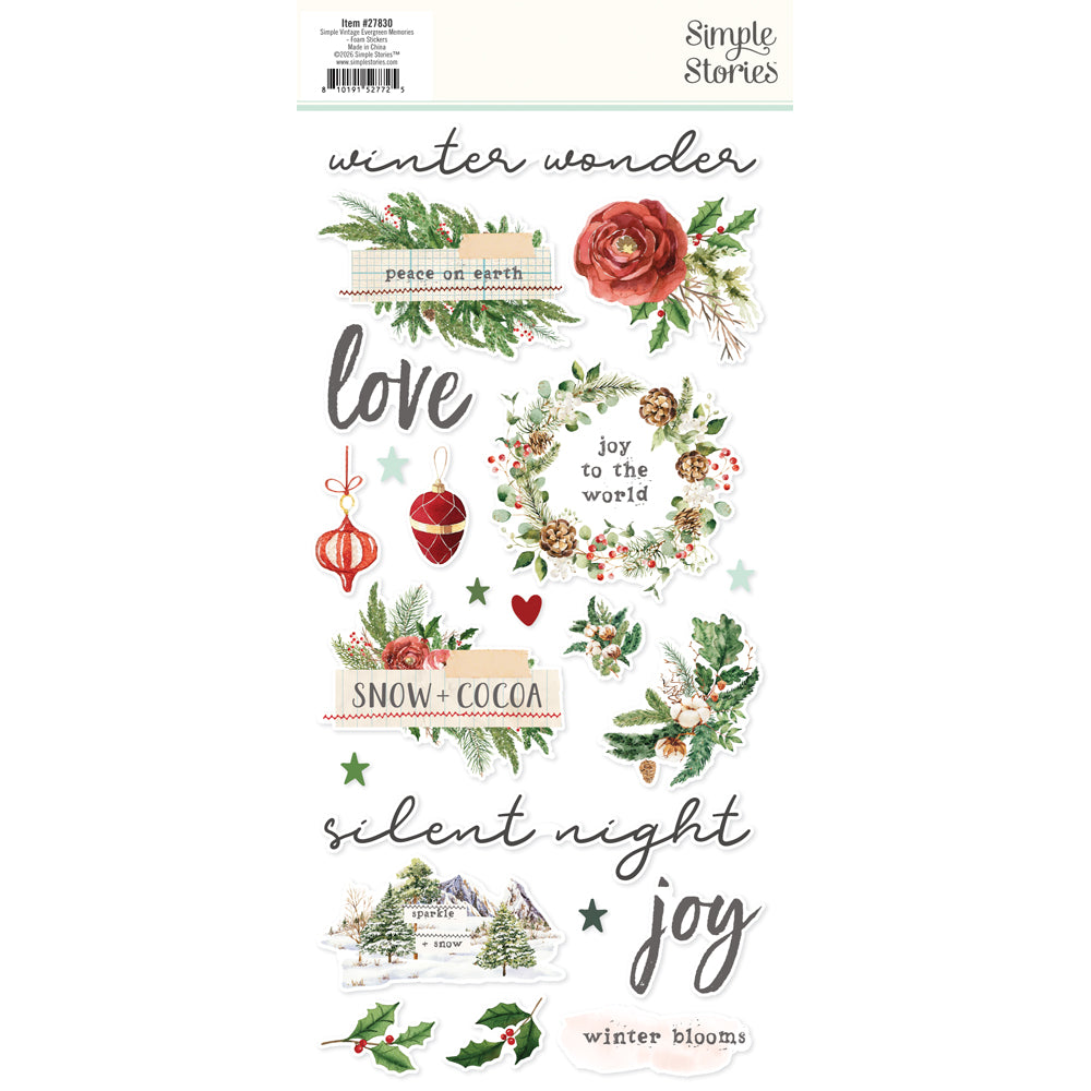 ***Pre-Order*** Simple Stories - Simple Vintage Evergreen Memories - Foam Stickers
