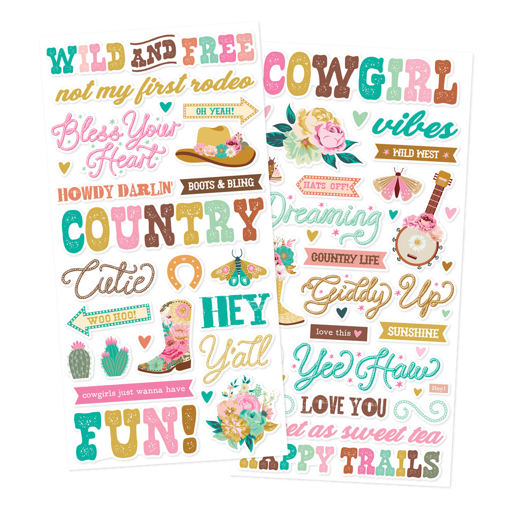 ***Pre-Order*** Simple Stories - Country Roads Cowgirl - Foam Stickers