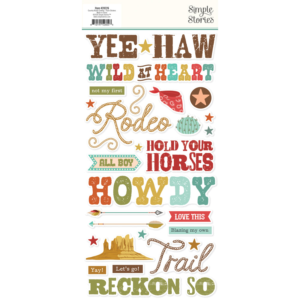 ***Pre-Order*** Simple Stories - Country Roads Cowboy - Foam Stickers