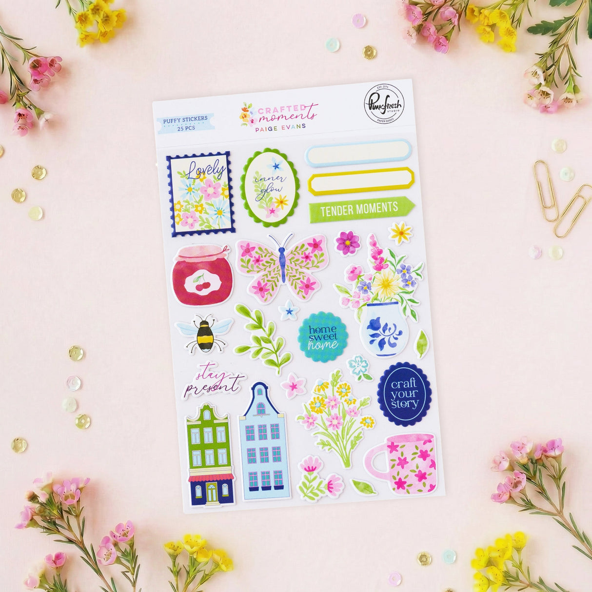Pinkfresh Studio - Paige Evans - Crafted Moments - Puffy Stickers