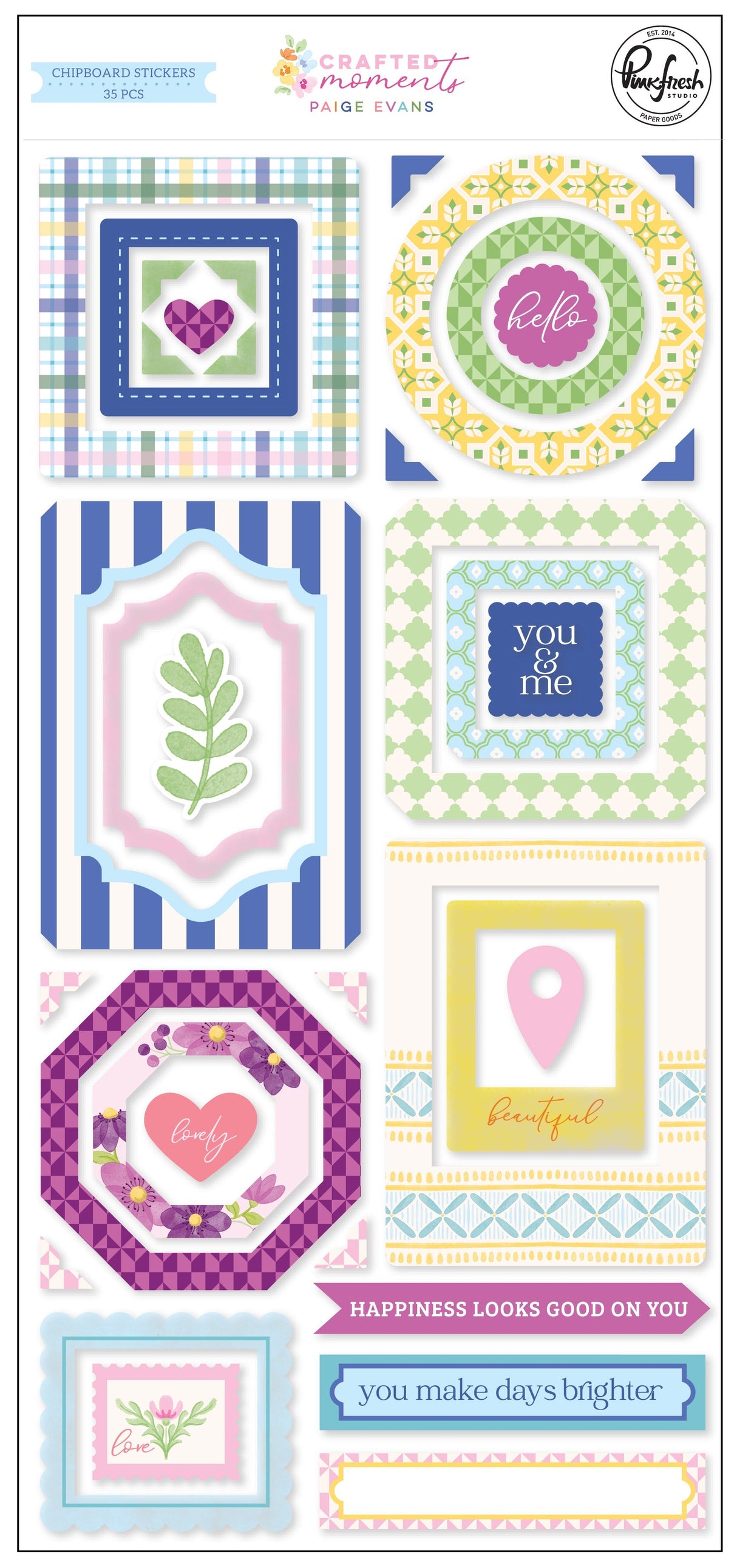 Pinkfresh Studio - Paige Evans - Crafted Moments - Chipboard Stickers