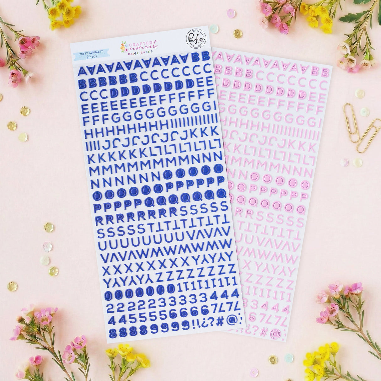 Pinkfresh Studio - Paige Evans - Crafted Moments - Mini Puffy Alpha Stickers