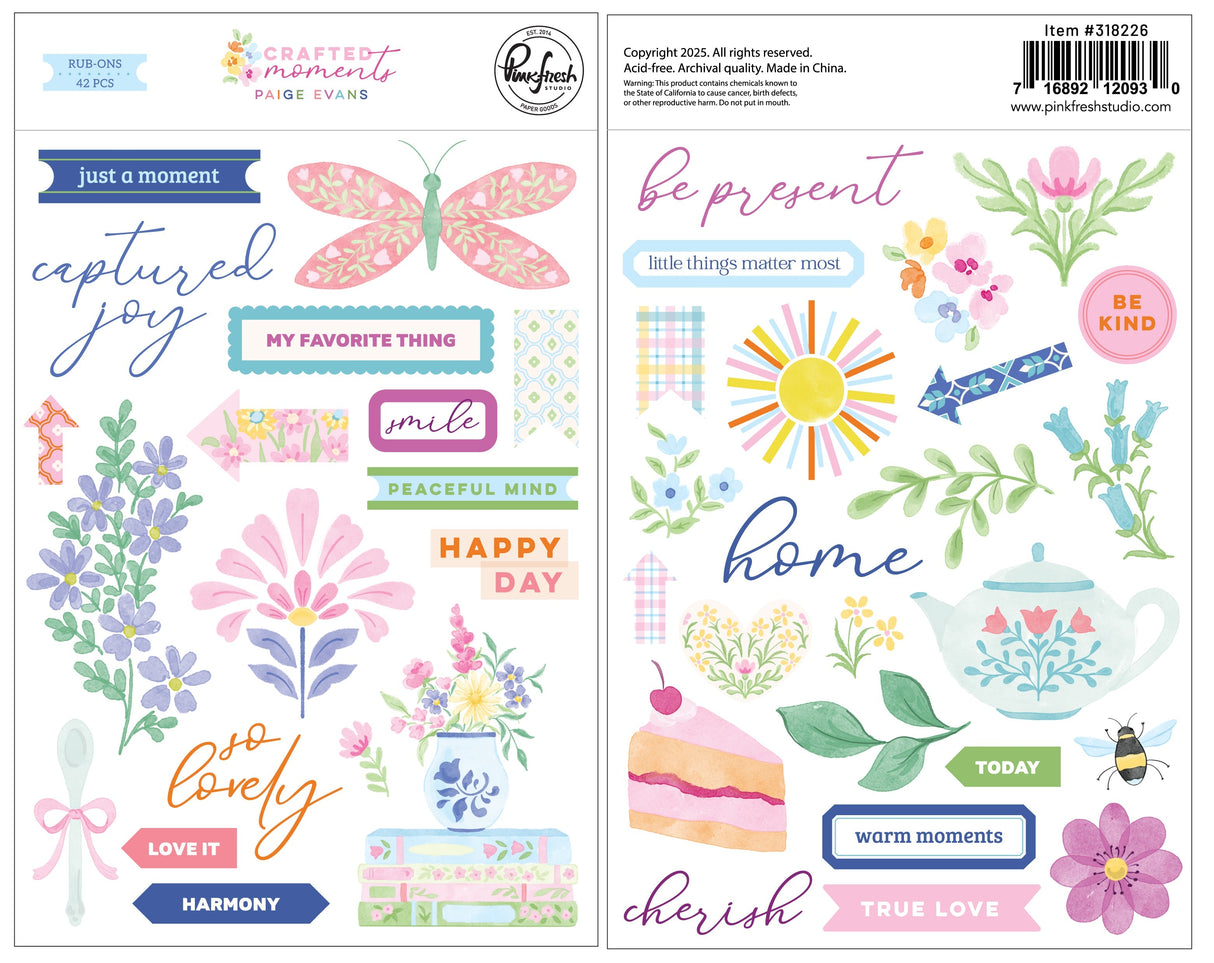 Pinkfresh Studio - Paige Evans - Crafted Moments - Rub-ons