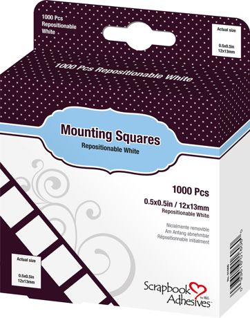 Scrapbook Adhesives - Adhesives Mounting Squares - Repositionable White .5"X.5" - 1000/Pkg