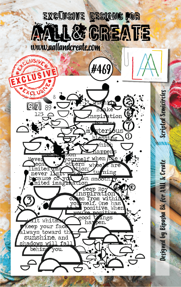 AALL & CREATE - A7 CLEAR STAMP SET - SCRIPTED SEMICIRCLES