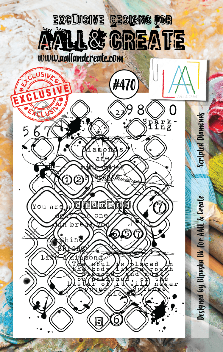 AALL & CREATE - A7 CLEAR STAMP SET - SCRIPTED DIAMONDS