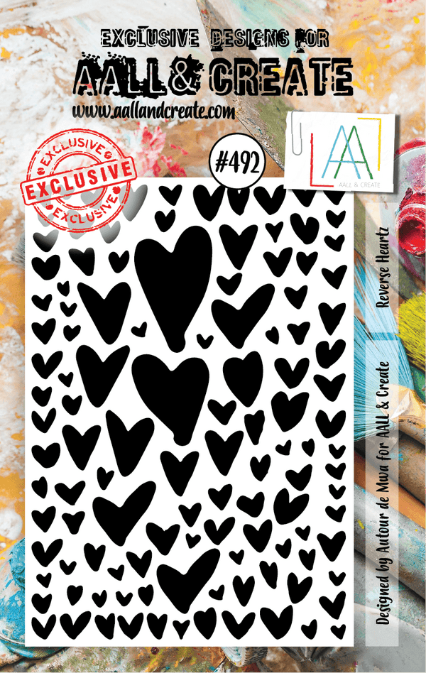 AALL & CREATE - A7 CLEAR STAMP SET - REVERSE HEARTS #492