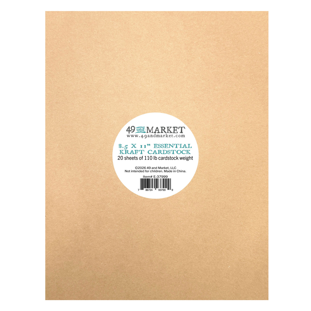 49 And Market - Essential Cardstock - 8.5 x 11 - Kraft - Single Sheet