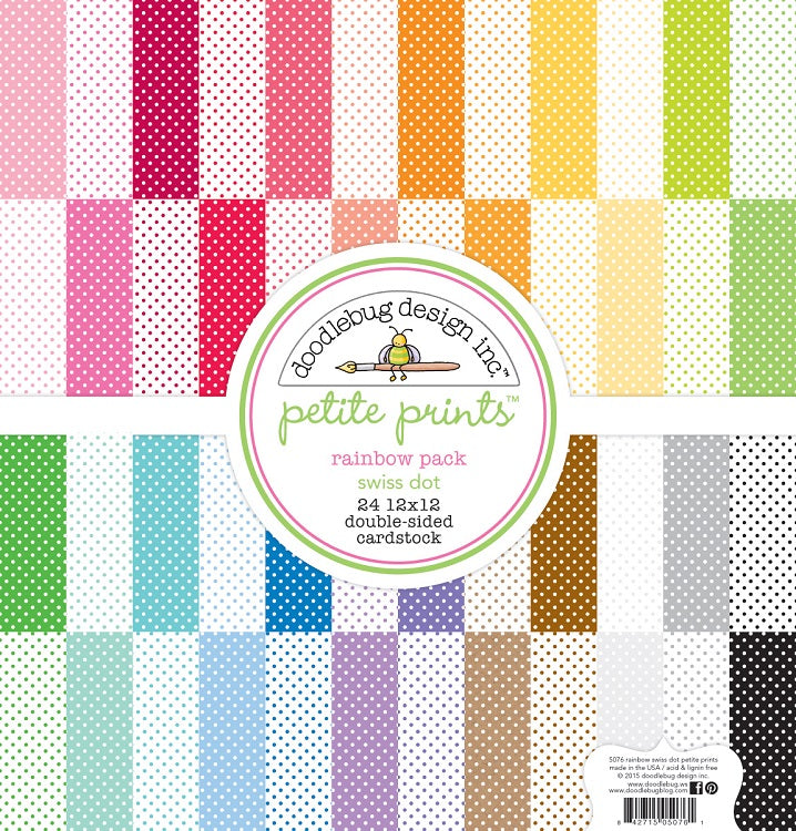 Doodlebug - 12 x 12 Paper Pack - Rainbow Swiss Dot - Petite Print Assortment