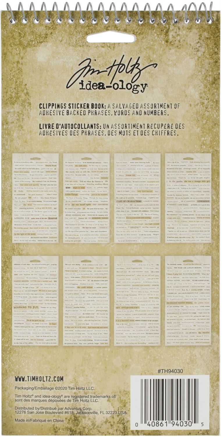 Tim Holtz - Advantus - Idea-Ology Sticker Book - Clippings
