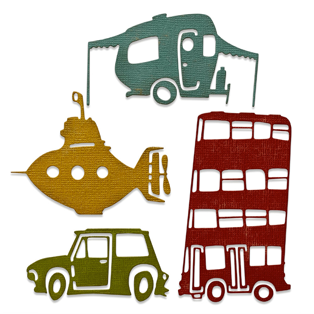 Sizzix - Thinlits Die Set 4PK Wacky Transport #1 by Tim Holtz