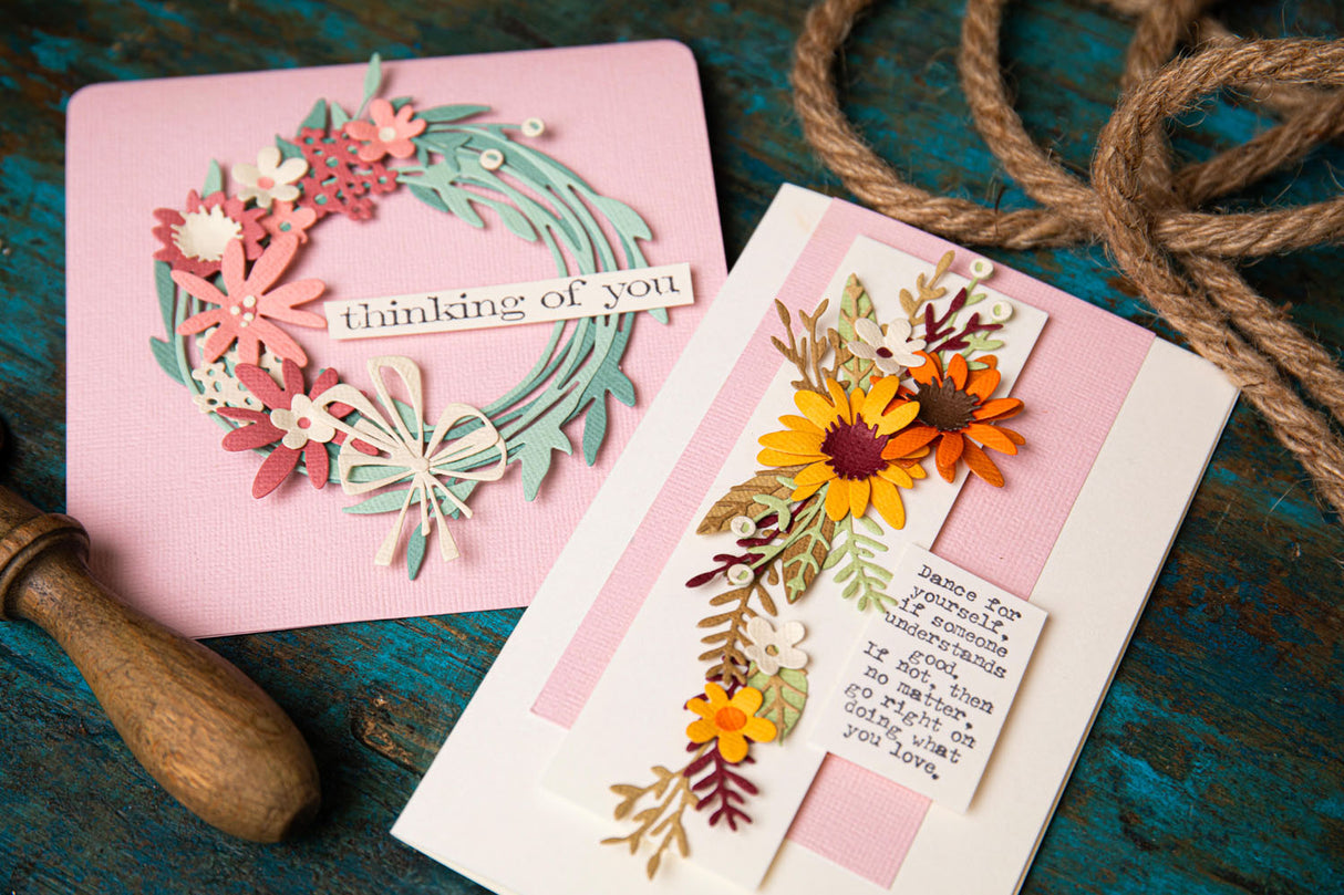 Sizzix - Thinlits Die Set 14PK Vault Funky Floral Wreath by Tim Holtz