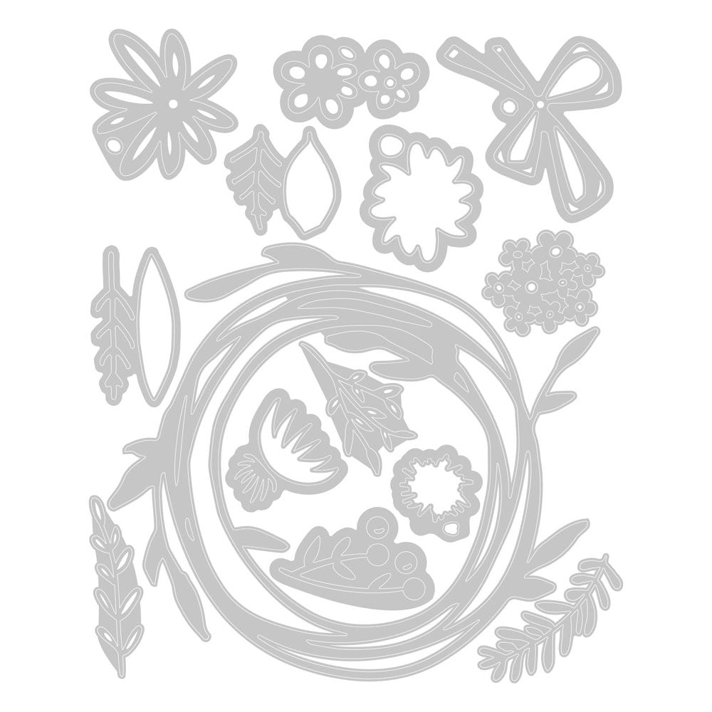 Sizzix - Thinlits Die Set 14PK Vault Funky Floral Wreath by Tim Holtz
