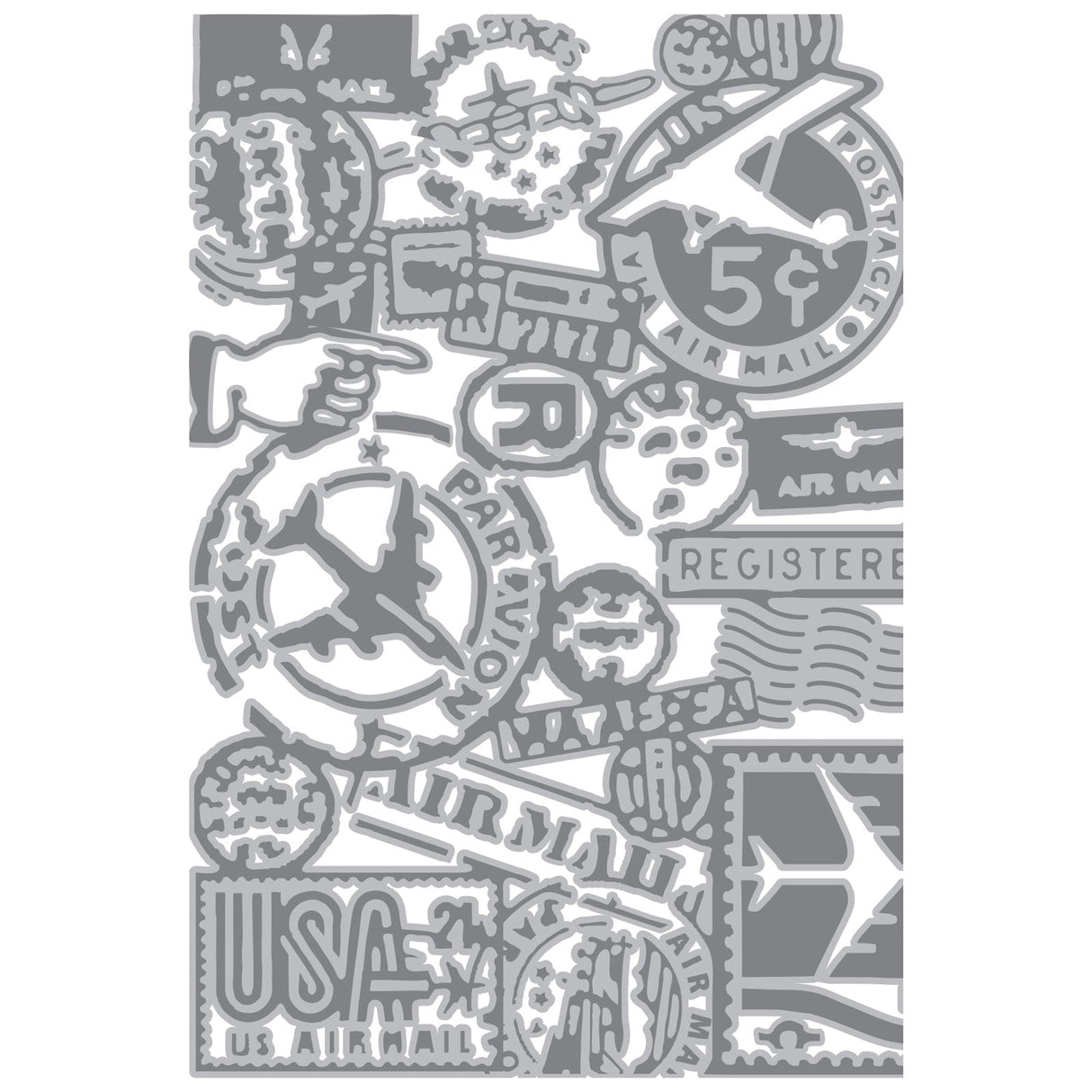 Sizzix - Multi Level Textured Impressions Embossing Folder Vault Airmail by Tim Holtz