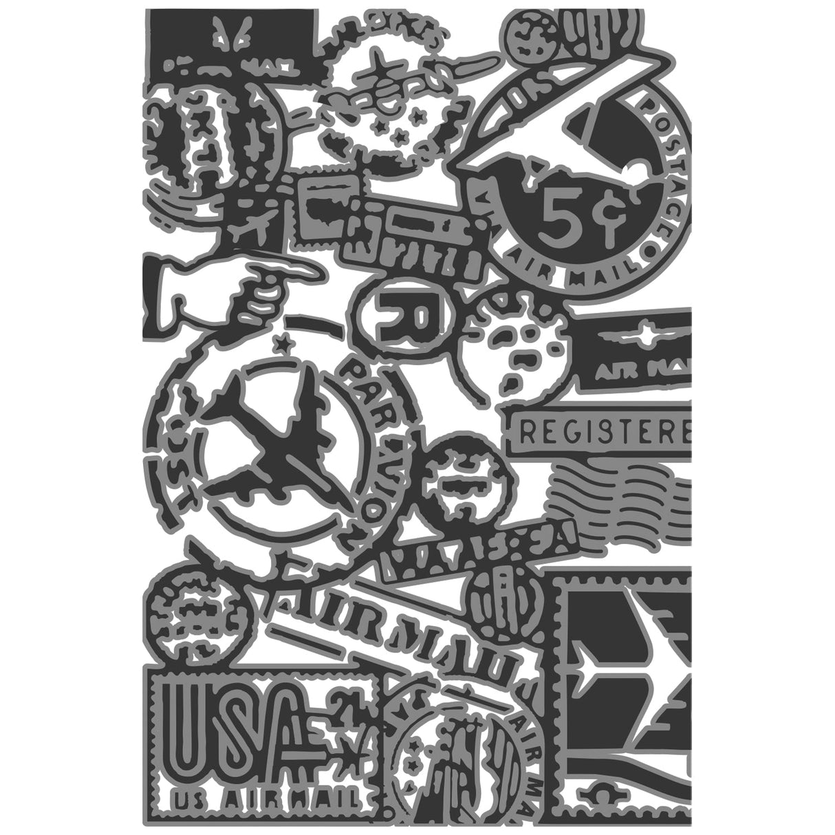 Sizzix - Multi Level Textured Impressions Embossing Folder Vault Airmail by Tim Holtz