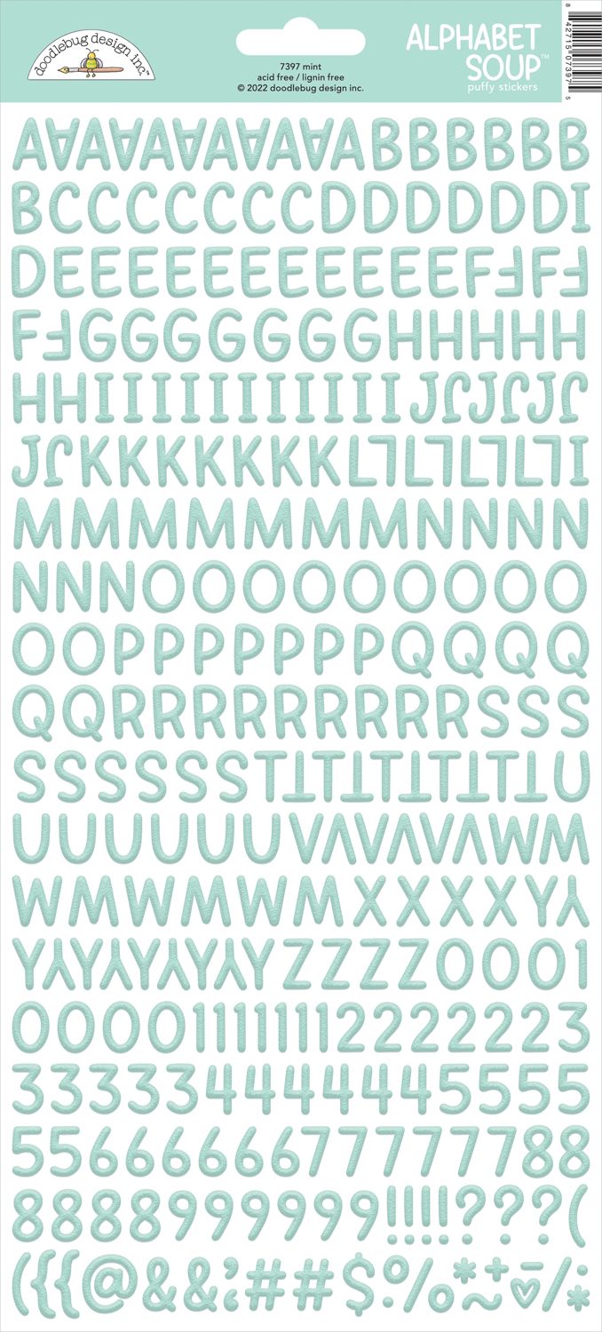 Doodlebug - Alphabet Soup Puffy Stickers - Mint