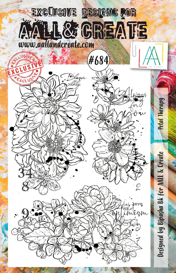 AALL & CREATE - A5 CLEAR STAMP SET - PETAL THERAPY #684