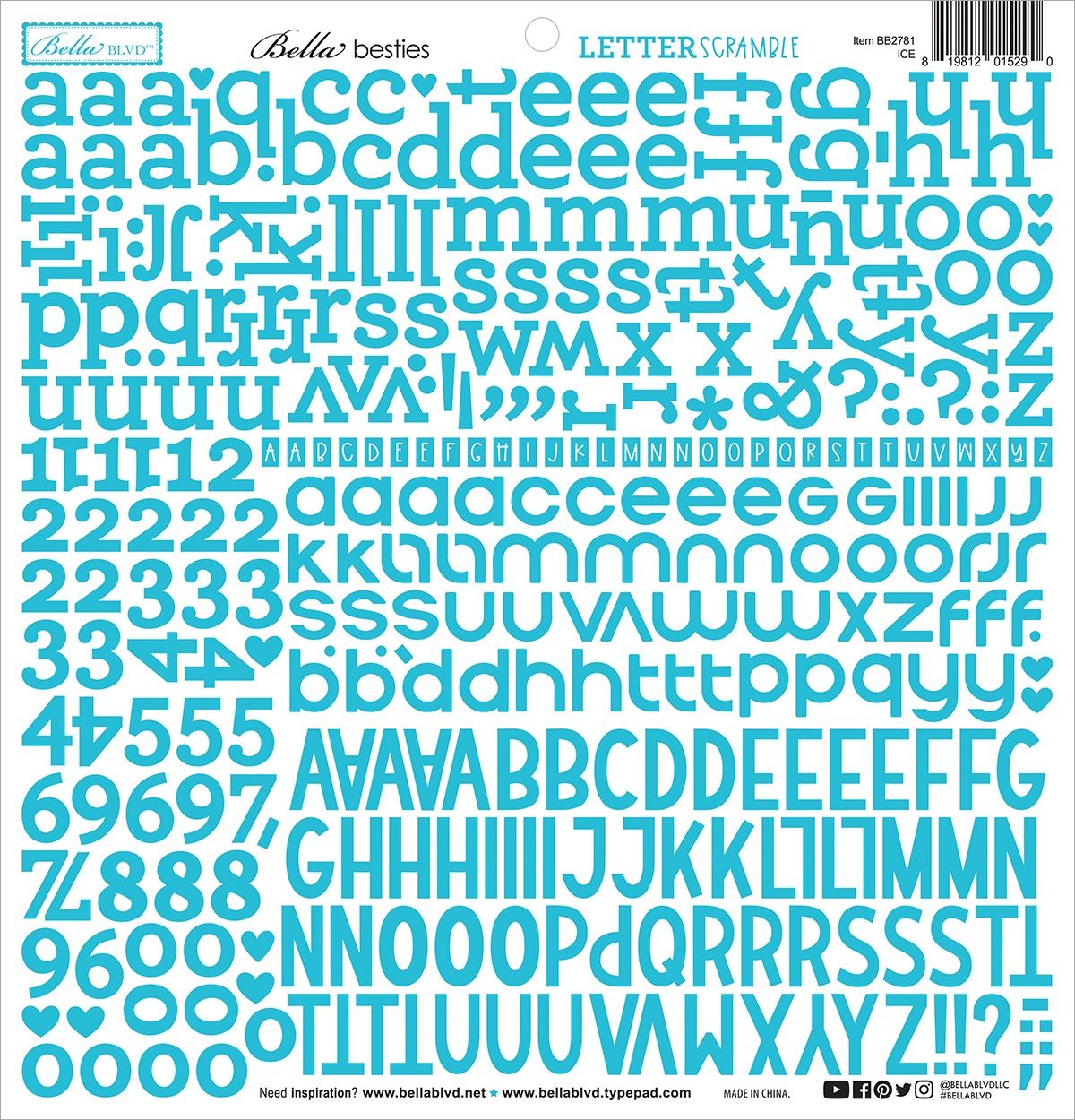 Bella Blvd - Bella Besties Letter Scramble Alpha Stickers - Ice