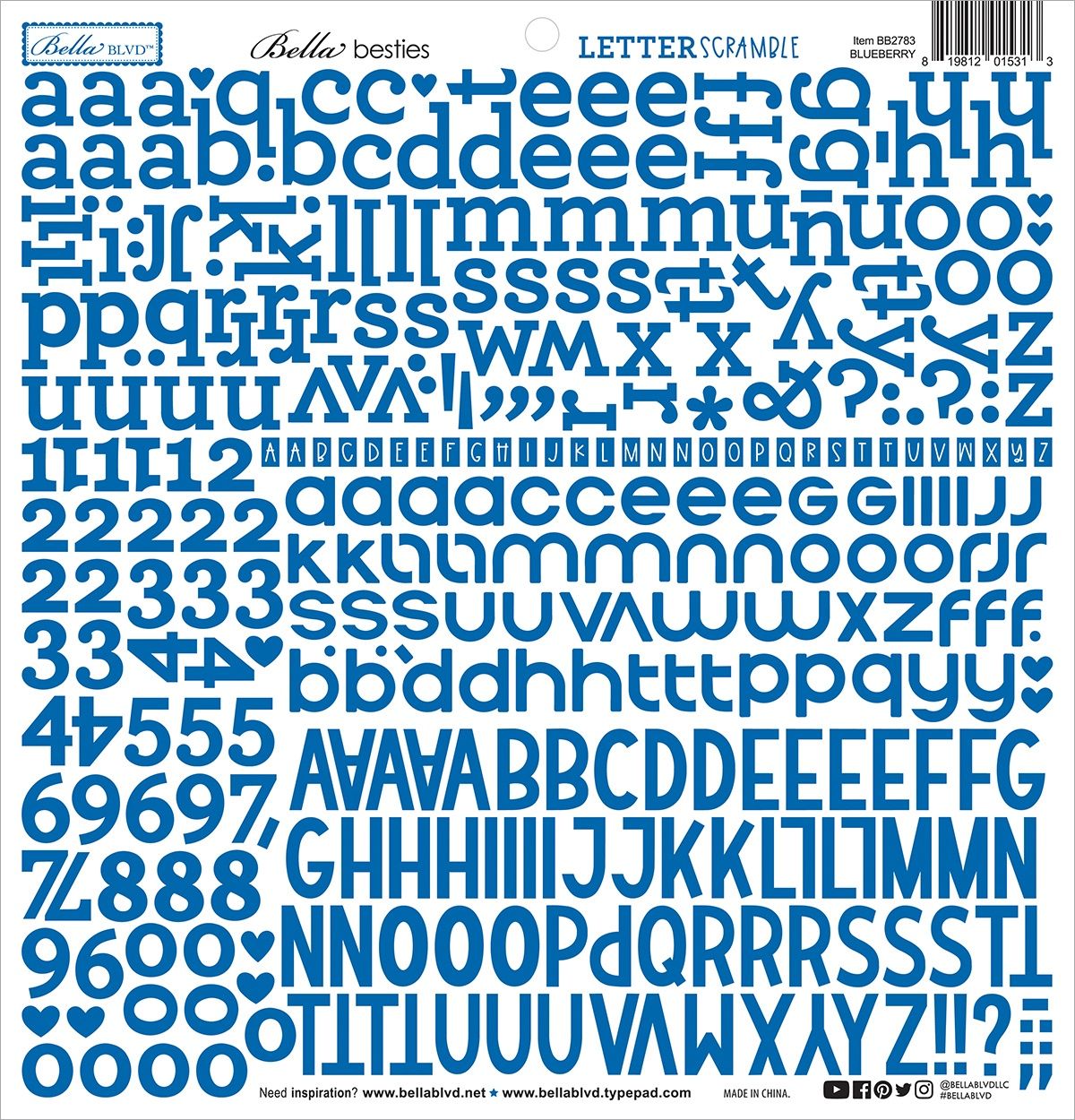 Bella Blvd - Bella Besties Letter Scramble Alpha Stickers - Blueberry
