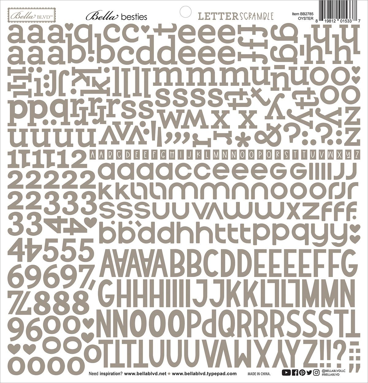 Bella Blvd - Bella Besties Letter Scramble Alpha Stickers - Oyster