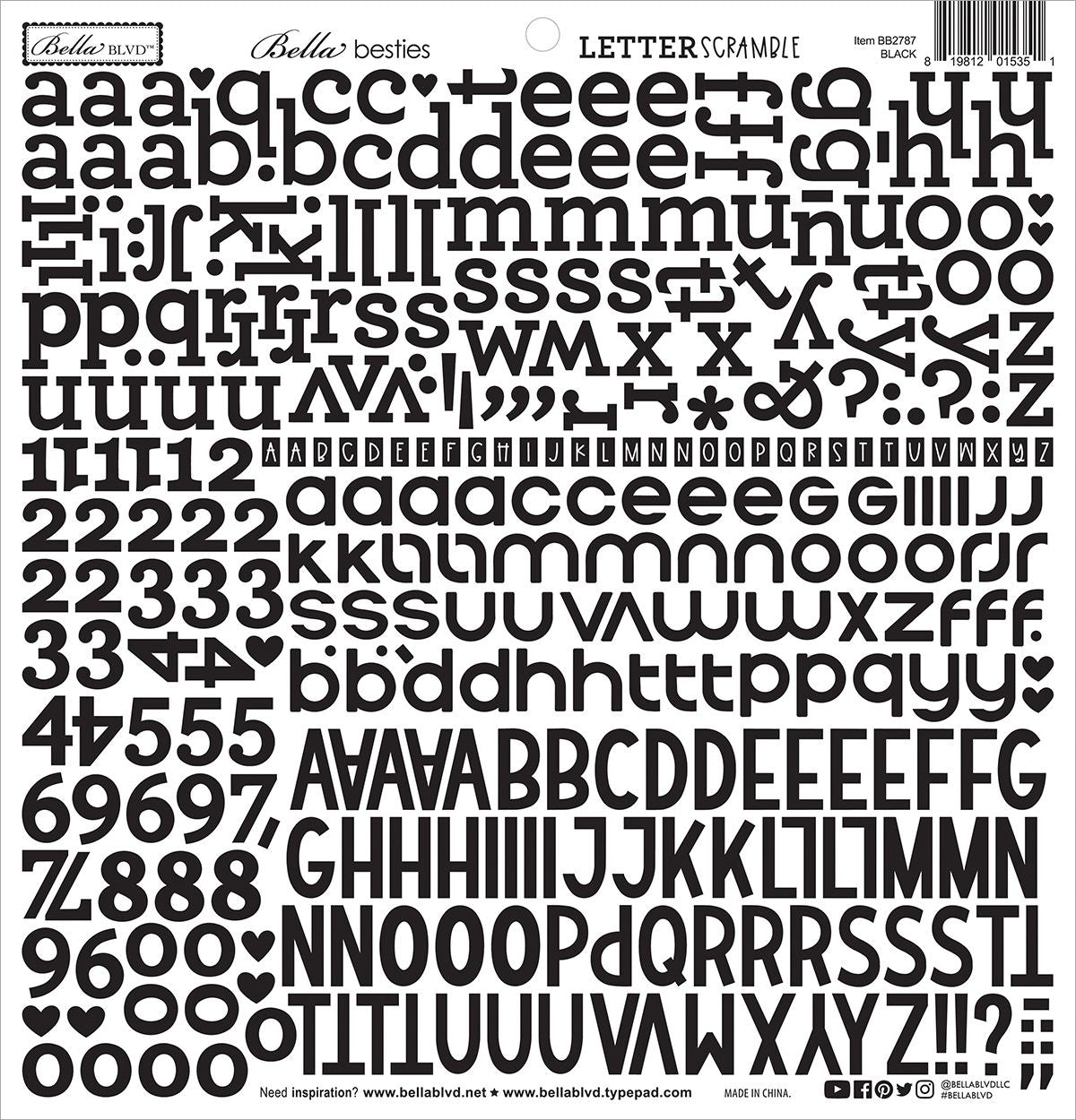 Bella Blvd - Bella Besties Letter Scramble Alpha Stickers - Black