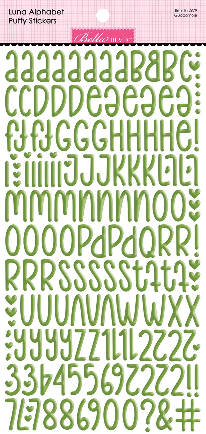 Bella Blvd - Bella Besties Luna Alphabet Puffy Stickers - Guacamole