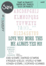 Sizzix - 49 And Market - A5 Clear Stamps W/Framelits Dies - Fine Line Alpha 01