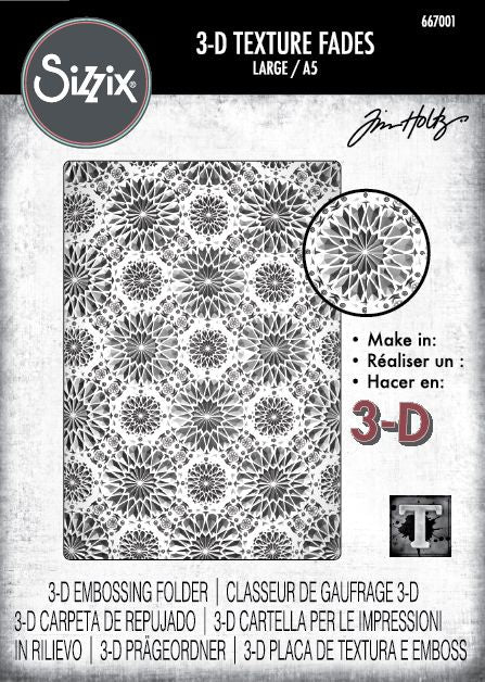 Sizzix - 3D Texture Fades A5 Embossing Folder By Tim Holtz - Kaleidoscope