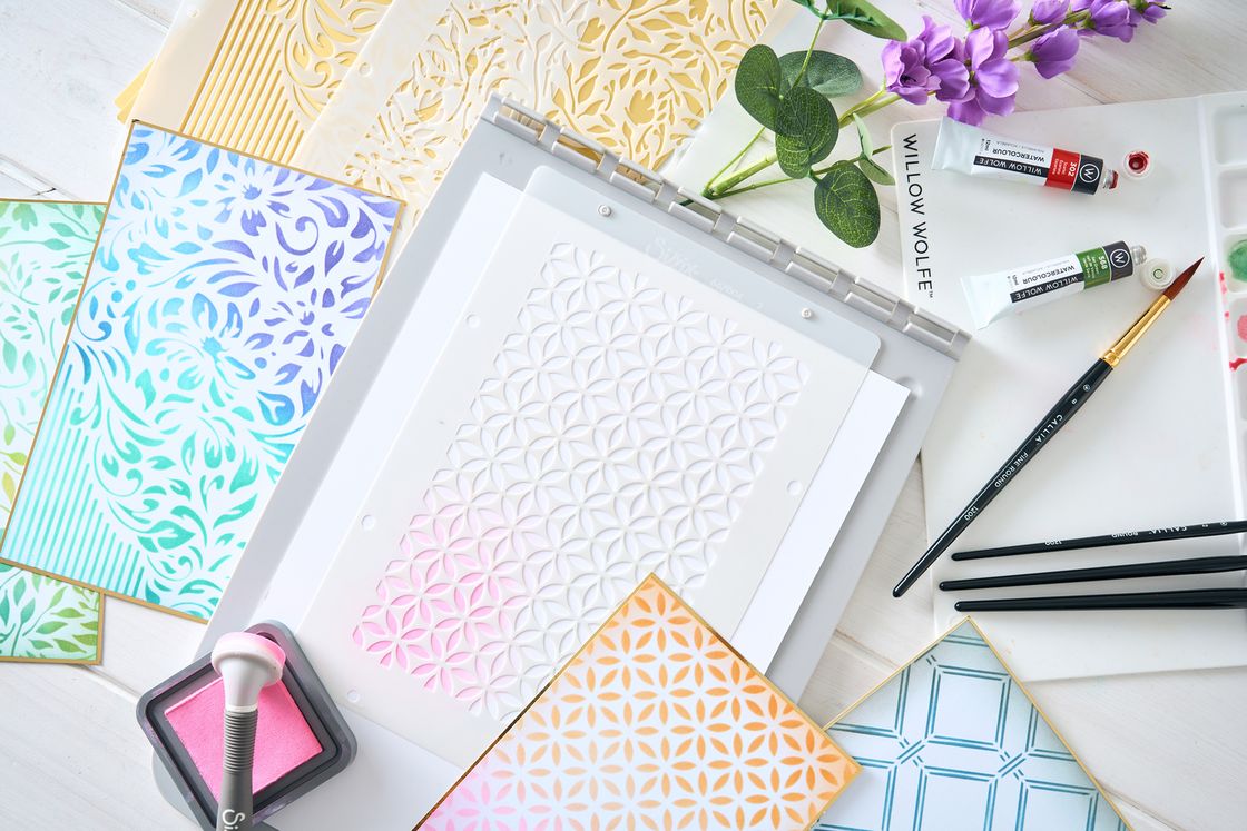 Sizzix - Layered Stencils 4PK Backgrounds by Willow Wolfe
