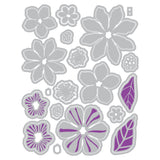 Sizzix - Clear Stamps Set 16PK w/35PK Framelits Die Floral Layers #1 by Vicki Boutin