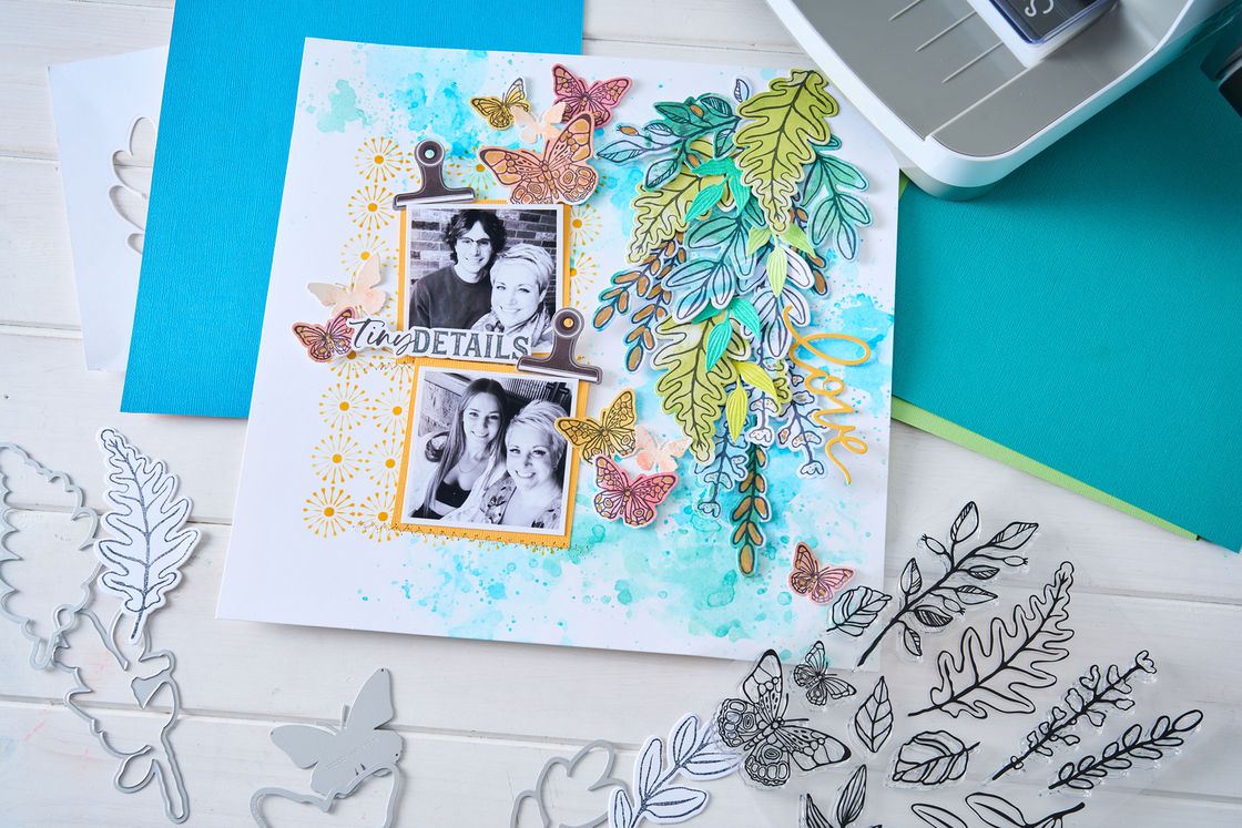 Sizzix - Clear Stamps Set 16PK w/35PK Framelits Die Floral Layers #1 by Vicki Boutin