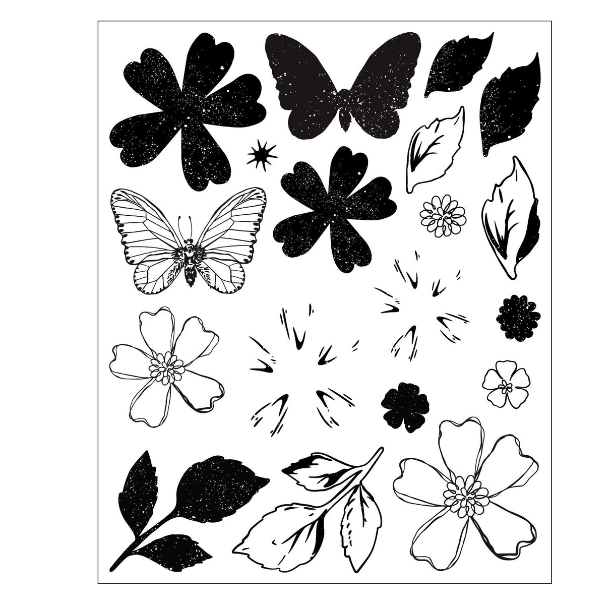 Sizzix - 49 & Market - Clear Stamp With Framlits Die - Sweet Sprigs