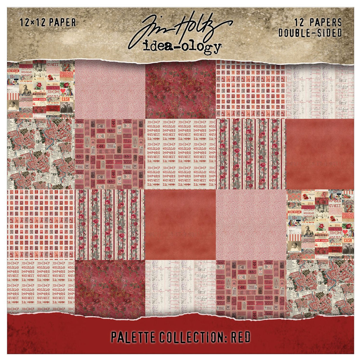 Tim Holtz - Advantus - Idea-ology Double- Sided Cardstock 12"X12" - Palette Collection: Red