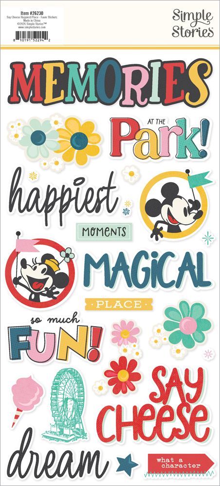 Simple Stories - Say Cheese Happiest Place - Foam Stickers