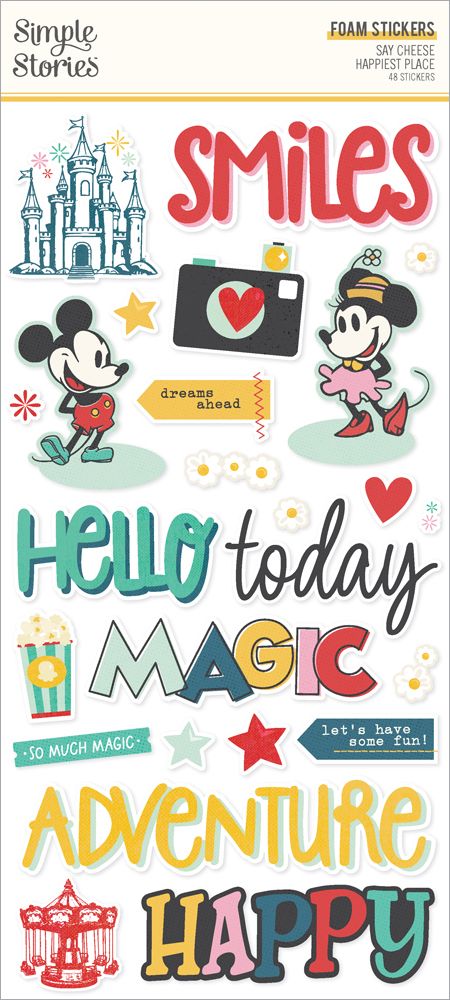 Simple Stories - Say Cheese Happiest Place - Foam Stickers