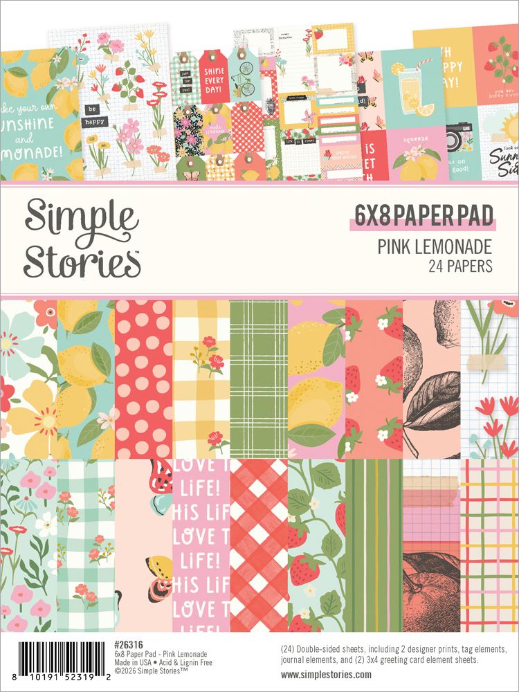 Simple Stories - Pink Lemonade - Paper Pad 6"X8"