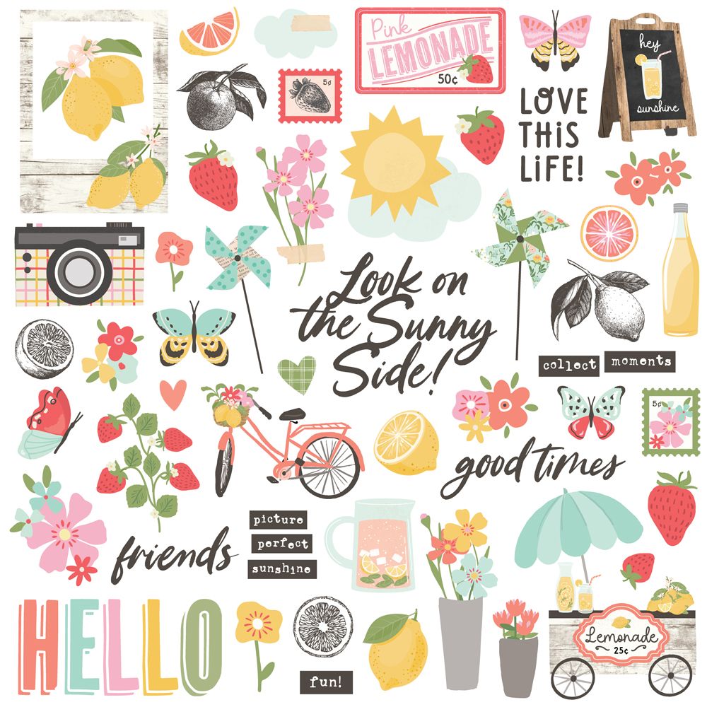 Simple Stories - Pink Lemonade - Chipboard Pieces