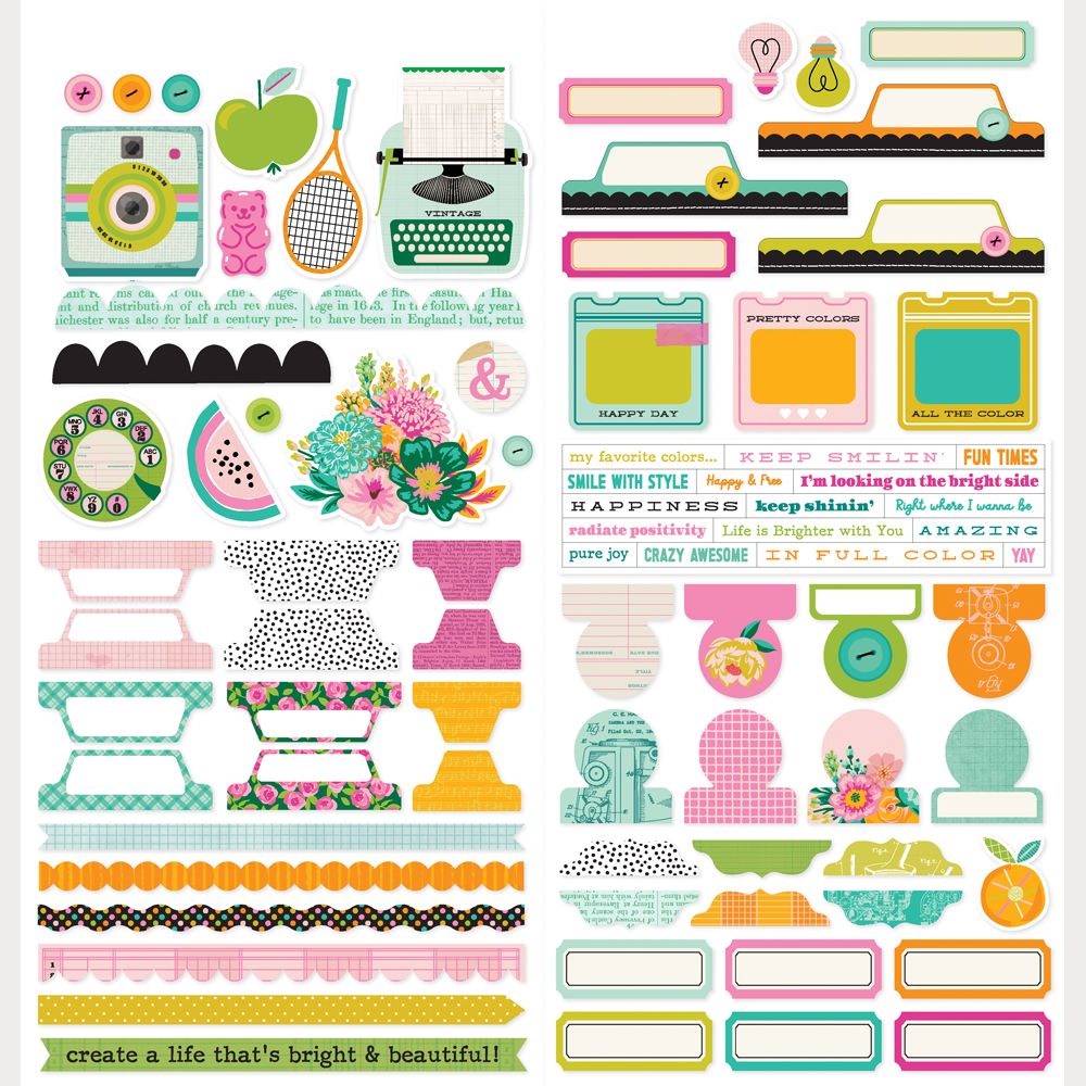 Simple Stories - Color Me Happy - Basics Cardstock Stickers