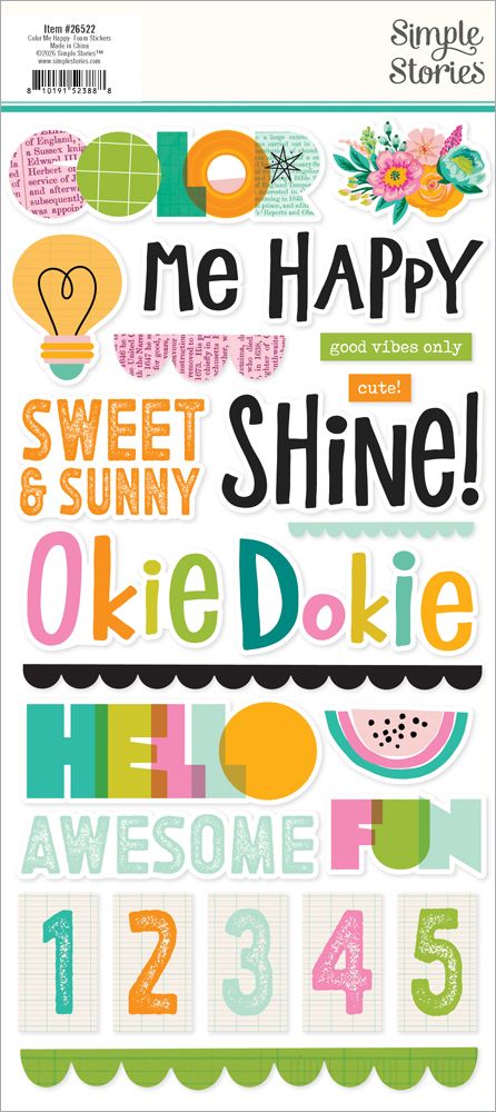Simple Stories - Color Me Happy - Foam Stickers